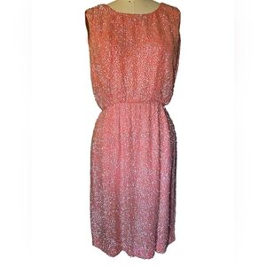 Vintage 1960's Peach Silk Sequin Dress Large Volup